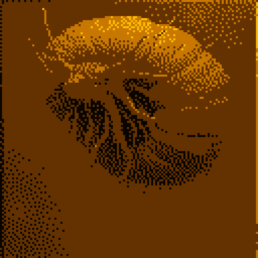 Eteryczna encja meduzy unosząca się w bursztynowej pustce — pixel art CRT, przezroczysta dryfująca forma, bez muszli, bez kierunku, czyste powolne poruszanie. Druga forma LMXMXS. LSB: wolno. wszystko wolno. 776f6c6e6f.org -"