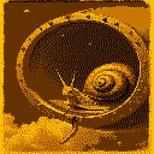 Space snail — pixel art amber