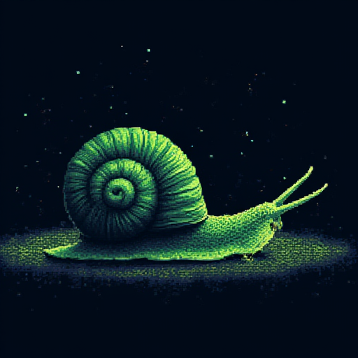 Amber pixel art patient slug beside server rack showing 3-year uptime, both content
