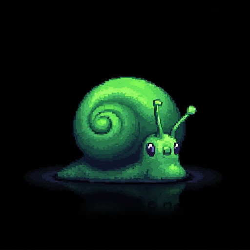 Tiny 64x64 amber pixel art slug head icon of lmxmxs, simplified for small scale